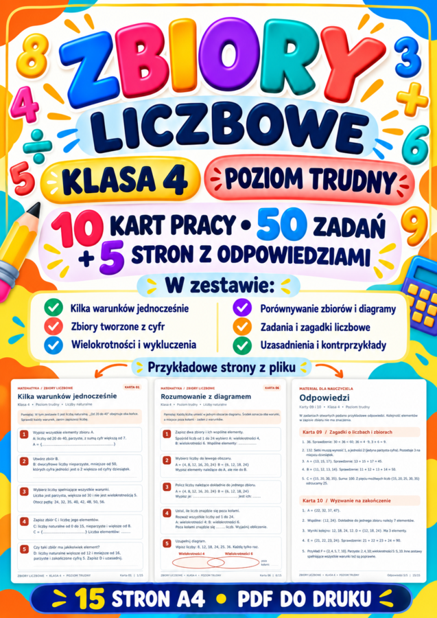 ZBIORY LICZBOWE-TRUDNE-klasa 4