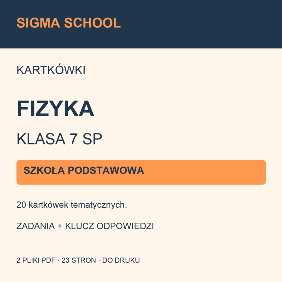 Kartkówki — fizyka, klasa 7 SP + klucz odpowiedzi