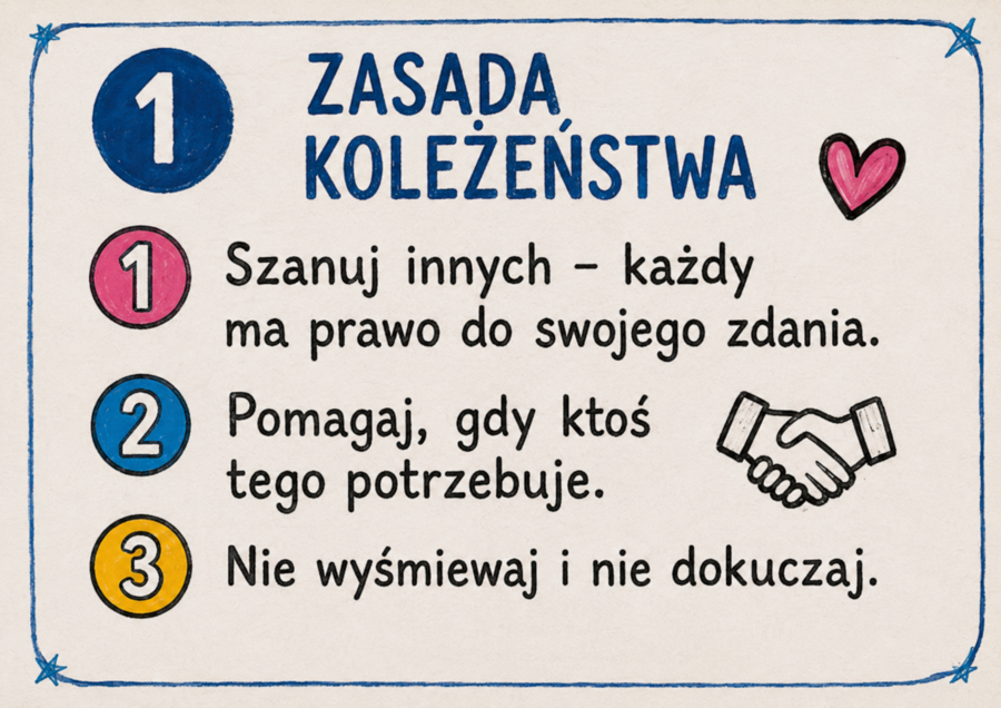 Gazetka motywacyjna na powitanie – Witaj w szkole! Zasady klasy i dobre nawyki.