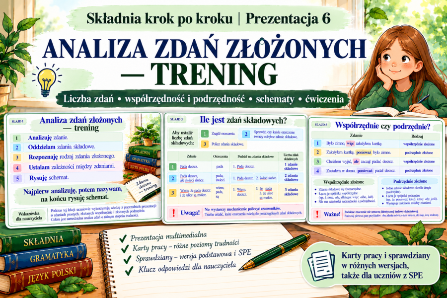 Składnia krok po kroku-analiza zdań złożonych – trening