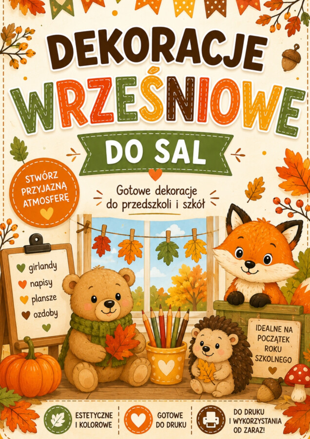 WRZEŚNIOWE DEKORACJE DO SAL. MEGA ZESTAW.