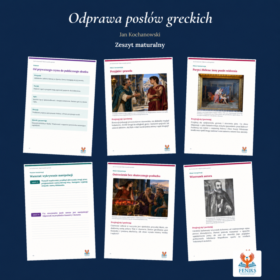 Odprawa posłów greckich — Jan Kochanowski | Zeszyt maturalny: szczegółowe omówienie, 88 zadań i klucz odpowiedzi