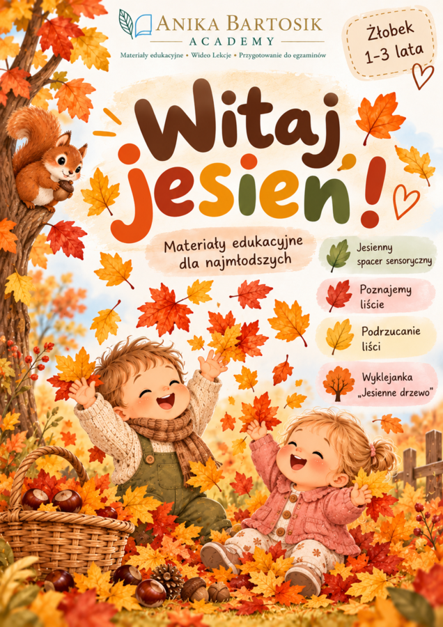 Witaj jesień! 🍂 Pakiet jesienny dla żłobka 1–3 lata | karty pracy, sensoryka i zabawy