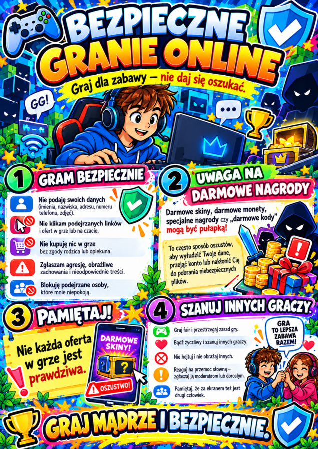 BEZPIECZNI W SIECI – 10 kolorowych plakatów edukacyjnych A4 do druku