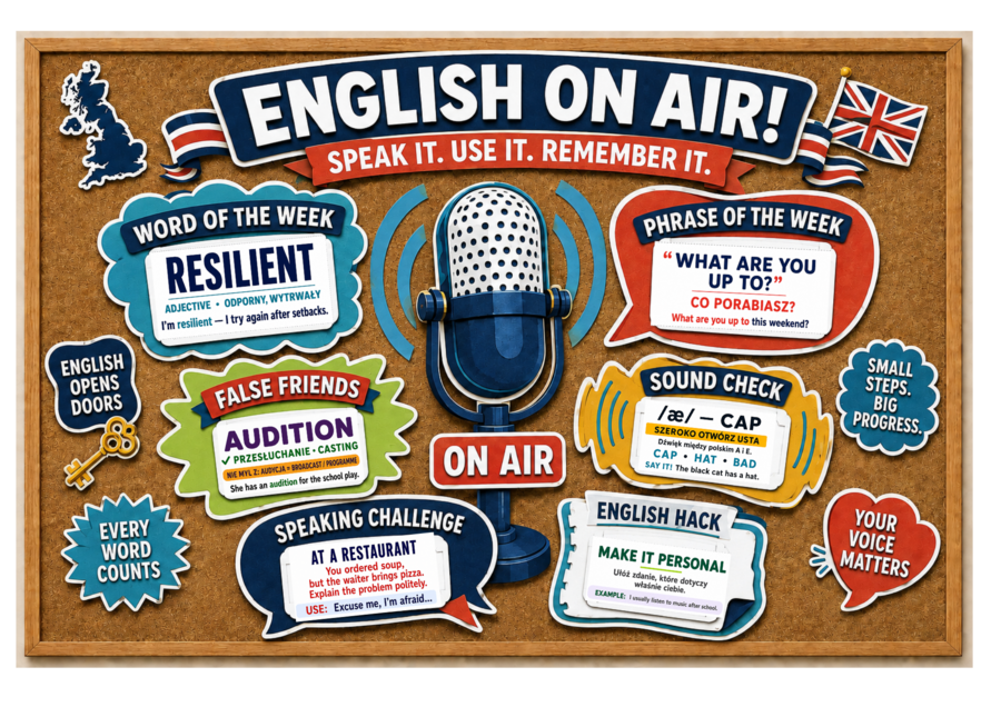 ENGLISH ON AIR! – całoroczna gazetka do języka angielskiego | 192 wymienne karty | klasy 6–7