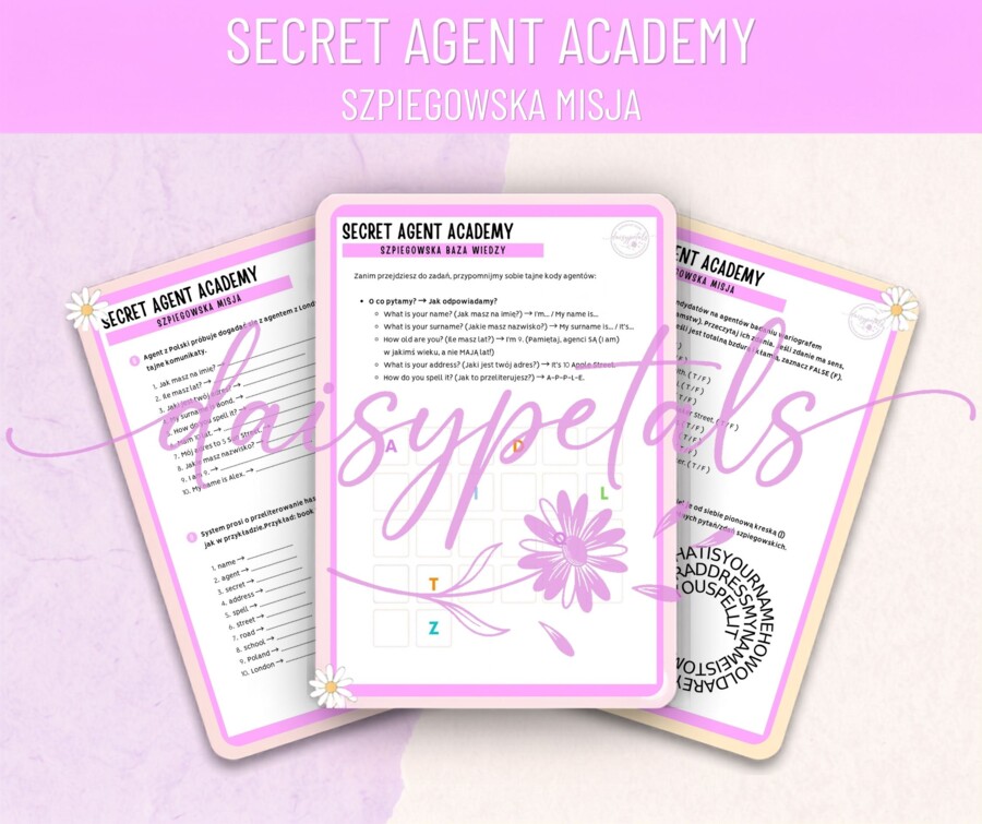 Secret Agent Academy – Grywalizowana Karta Pracy (Alfabet, Przedstawianie się, Literowanie) + KLUCZ