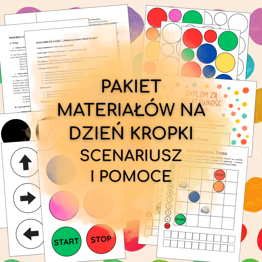 Pakiet na Dzień Kropki: scenariusz zajęć, kodowanie bezprądowe i pomoce (3-6 lat)
