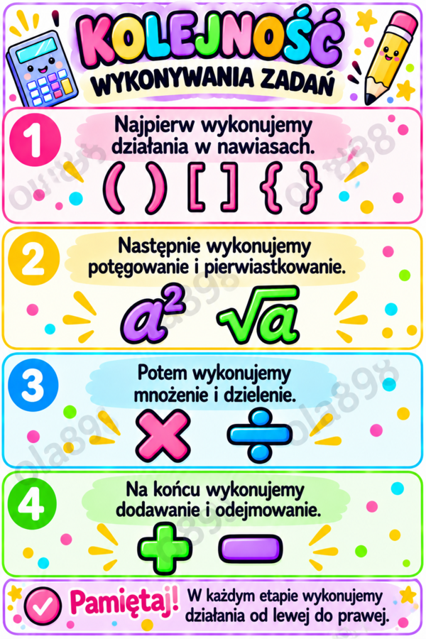 Gazetka szkolna - kolejność wykonywania działań