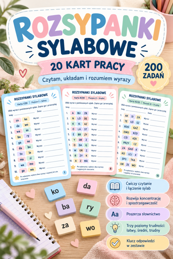 Rozsypanki sylabowe – 20 kart pracy
