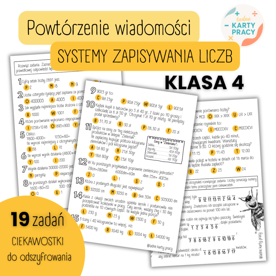 POWTÓRZENIE MATERIAŁU - Systemy zapisywania liczb - KLASA 4