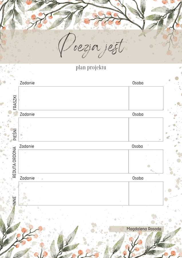 Projekt: Poezja jest - Pieśni, fraszki, Reduta Ordona