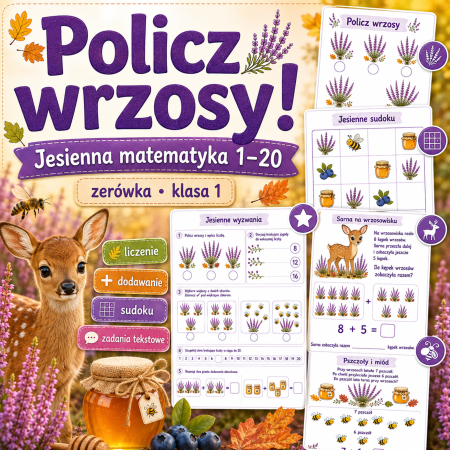 Policz wrzosy! Jesienna matematyka 1–20