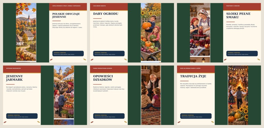Polskie obyczaje jesienne | gazetka premium, przedszkole i klasy 1–4, 18 plansz