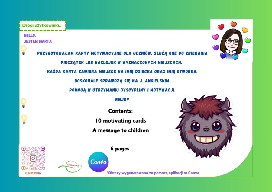 Motywatory Karty motywacyjne na j. angielski