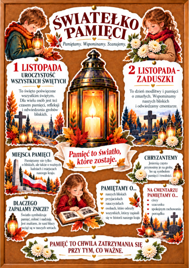 ŚWIATEŁKO PAMIĘCI  1.  listopada i Zaduszki – gazetka szkolna XXL | 40 stron PDF
