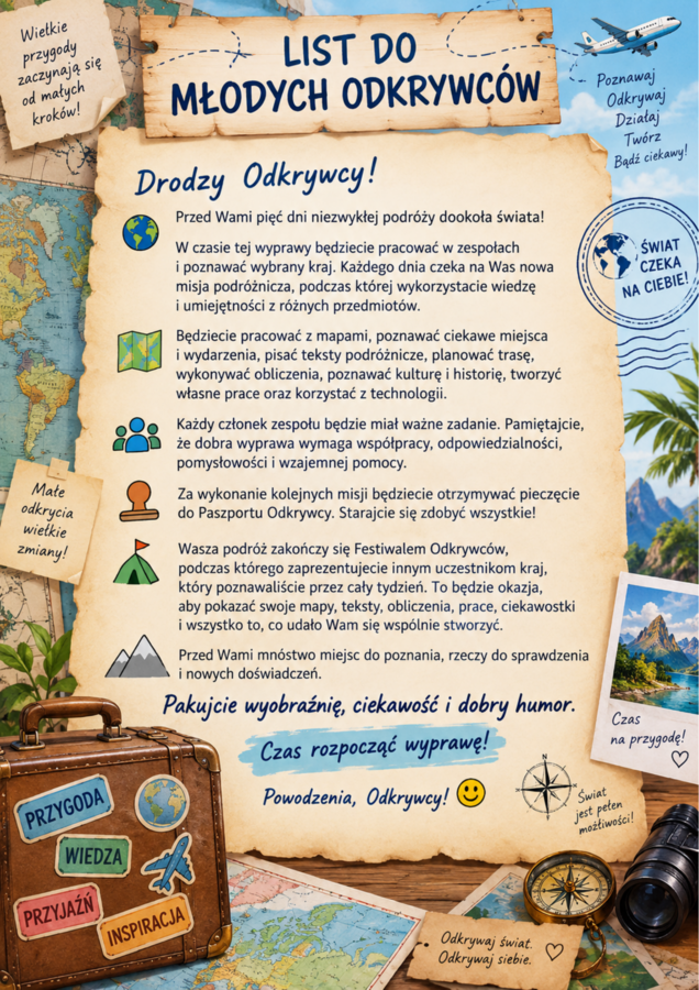 Tydzień projektowy dla klas 4-5 "Wyprawa dookoła świata- zostań odkrywcą"