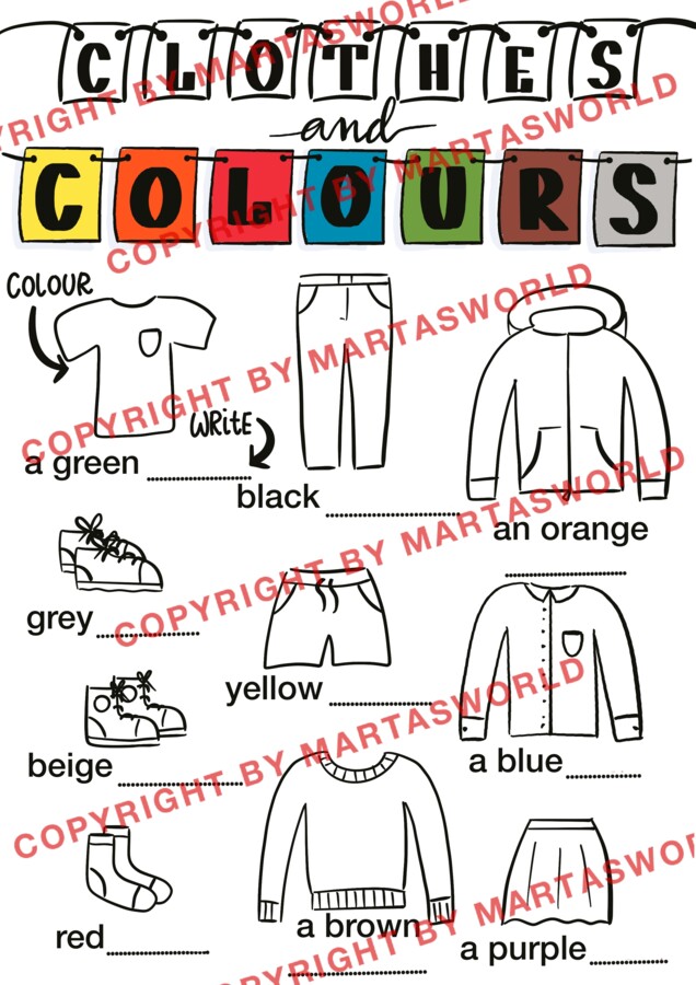 👕 CLOTHES & COLOURS 🎨 | Together 4 – Unit 2 | 13 stron | Ręcznie rysowane karty pracy | Język angielski