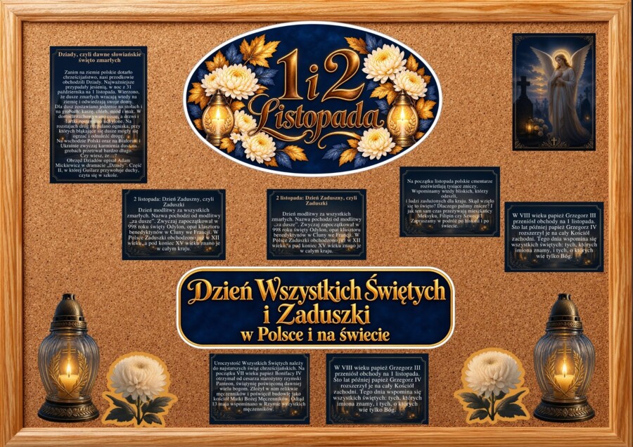 Gazetka 1 i 2 listopada: Dzień Wszystkich Świętych i Zaduszki w Polsce i na świecie, PDF do druku