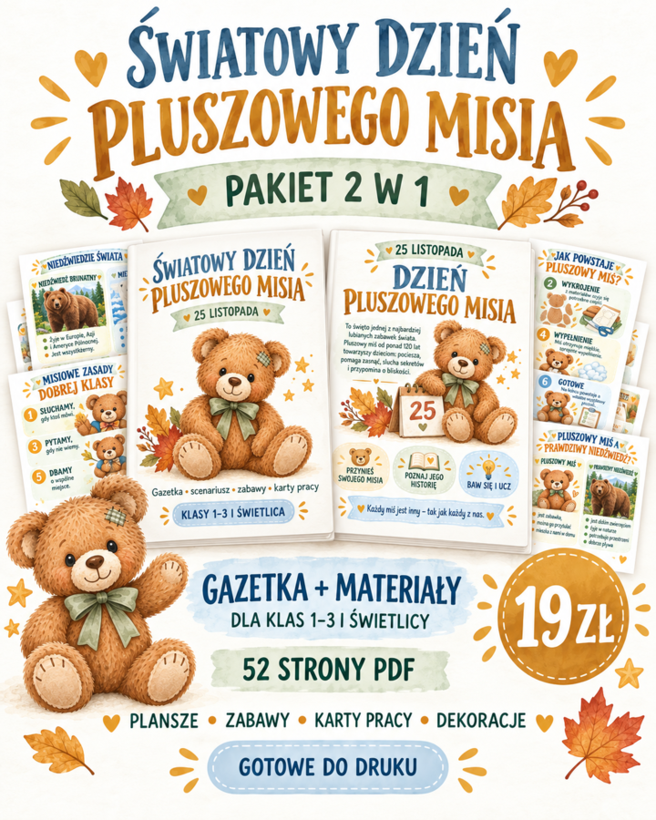 🧸 ŚWIATOWY DZIEŃ PLUSZOWEGO MISIA – PAKIET 2 W 1 🧸