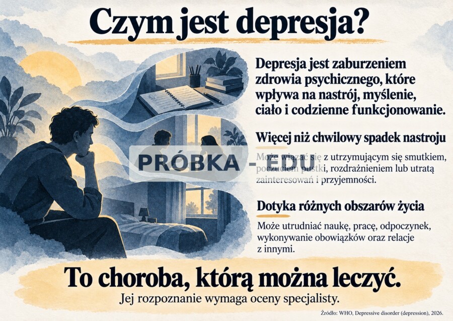DEPRESJA - NIE WSZYSTKO WIDAĆ - Gazetka edukacyjna | 20 plansz A4 w poziomie