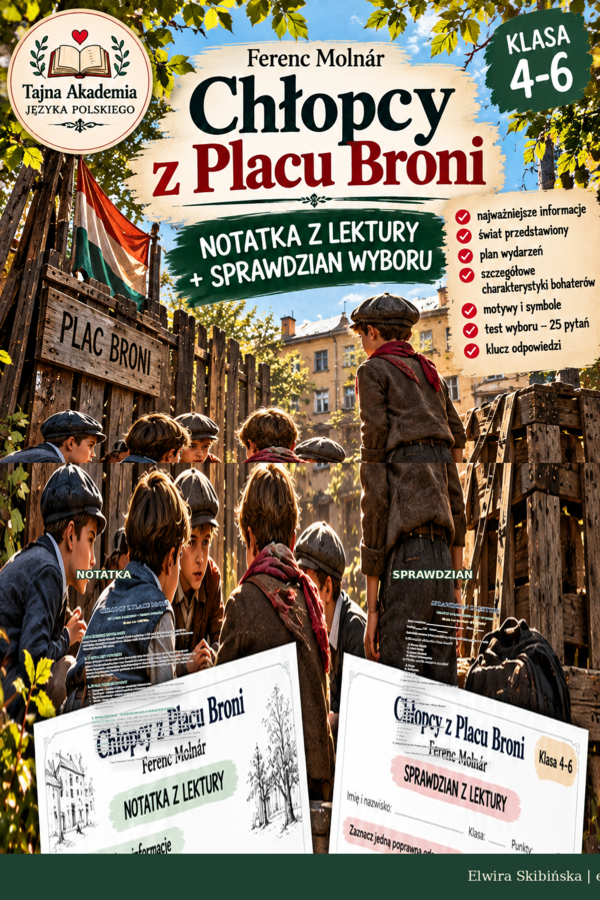 Chłopcy z Placu Broni – notatka z lektury + sprawdzian | Klasa 4–6