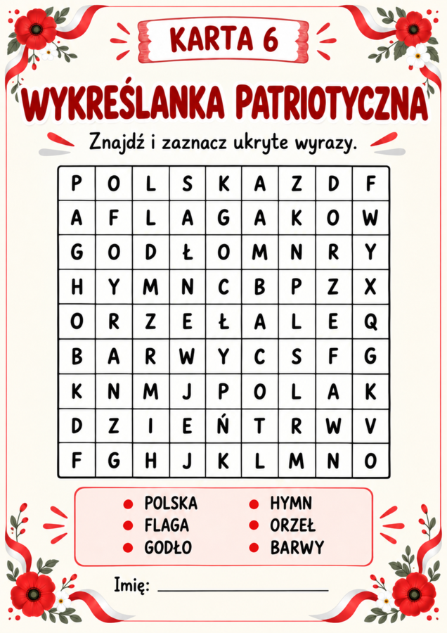 11 LISTOPADA – 20 KART PRACY” KLASY 1–3