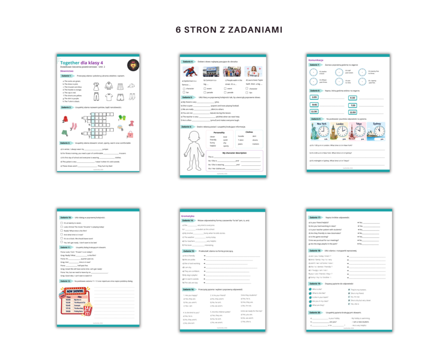Together dla klasy 4 Unit 2 Dodatkowe materiały Karty Pracy Zadania powtórzeniowe Język Angielski Gramatyka Słownictwo Komunikacja
