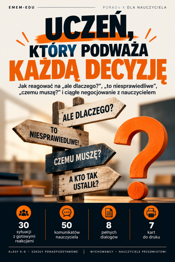 Uczeń, który podważa każdą decyzję – Poradnik PDF + 50 gotowych komunikatów dla nauczyciela |