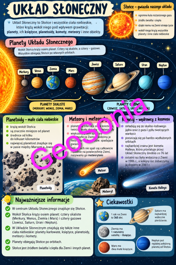 Ziemia w Układzie Słonecznym geografia klasa 6 sketchnotka