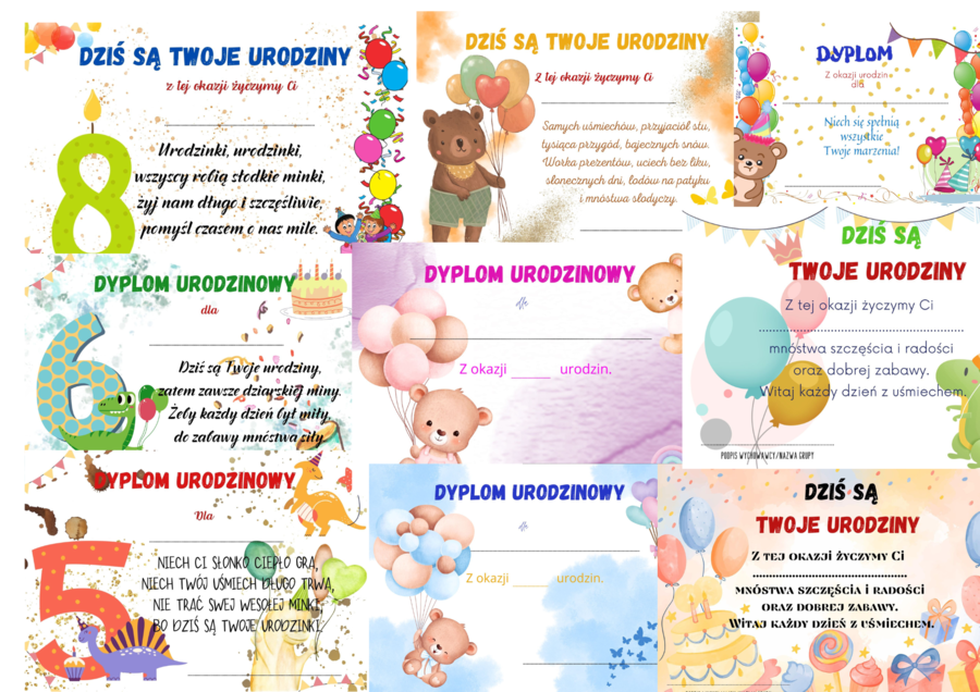 dyplomy urodzinowe
