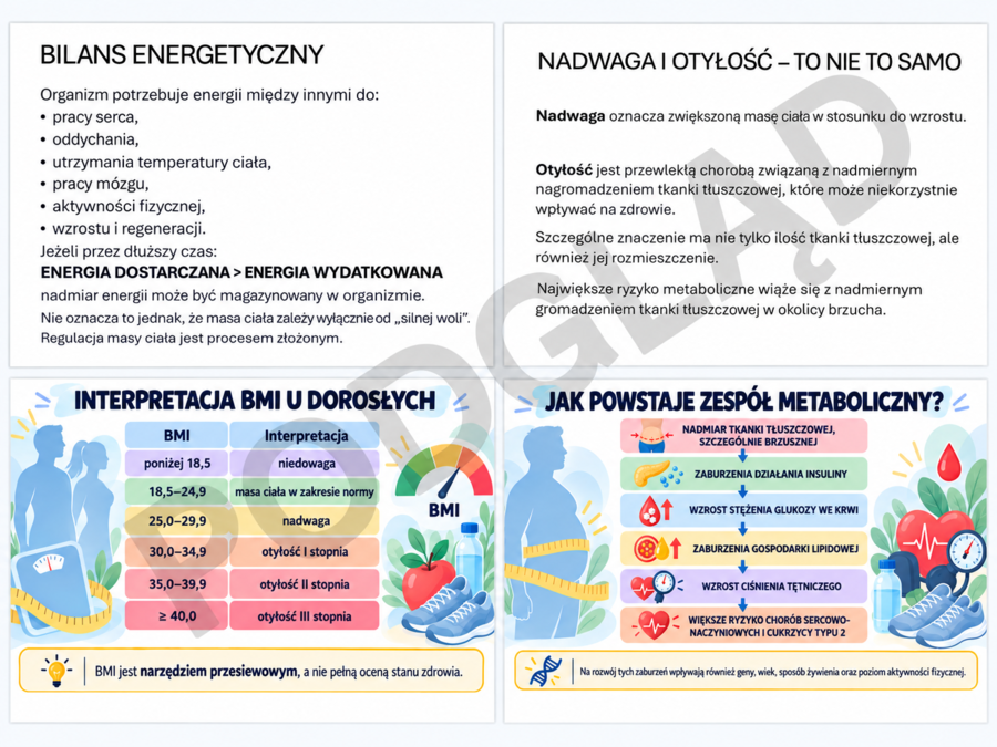 Profilaktyka nadwagi, otyłości i zespołu metabolicznego – wpływ masy ciała na zdrowie. Prezentacja | edukacja zdrowotna