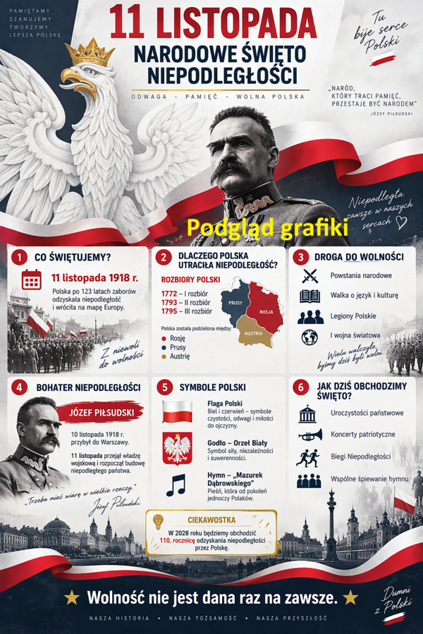 Infografika "Narodowe Święto Niepodległości - 11 listopada"