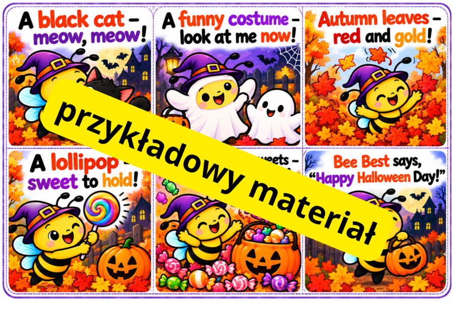 BEE BEST – HALLOWEEN ACTIVITY PACK - lapbook, printouts, handouts, rymowanka, wyliczanka, zakładka, pacynki paluszkowe,