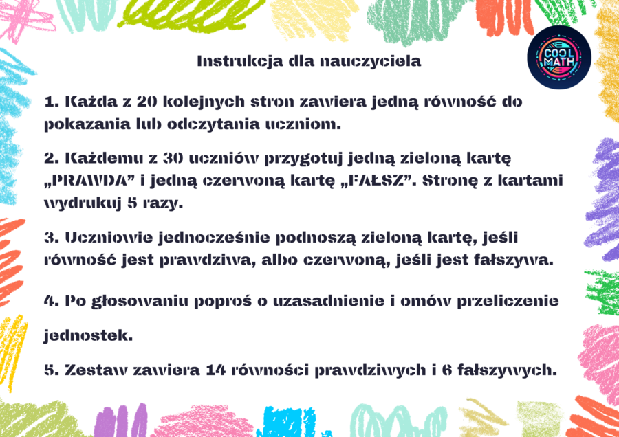 Jednostki długości - PRAWDA czy FAŁSZ?  20 zadań interaktywnych  Klasa 4