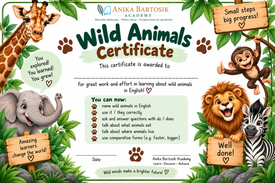🐾 Wild Animals – język angielski, klasa 3 SP