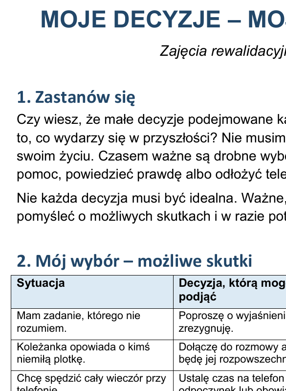 Moje decyzje - moja przyszłość