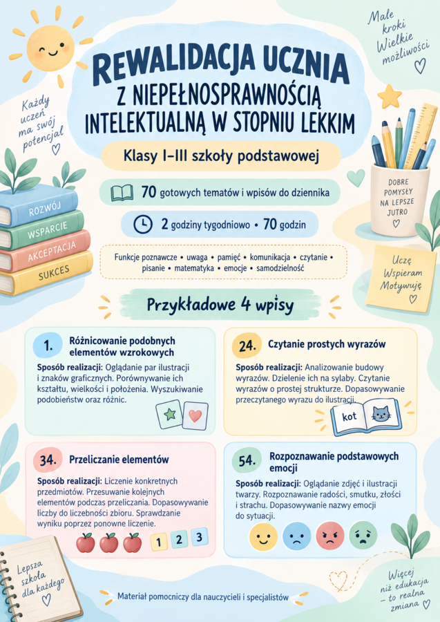 Rewalidacja ucznia z niepełnosprawnością intelektualną w stopniu lekkim •kl. 1-3• wpisy do dziennika