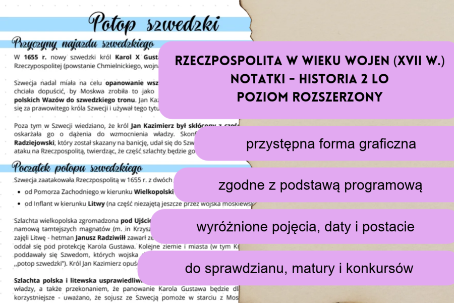 Rzeczpospolita w wieku wojen (XVII w.) - notatki historia 2 LO poziom rozszerzony