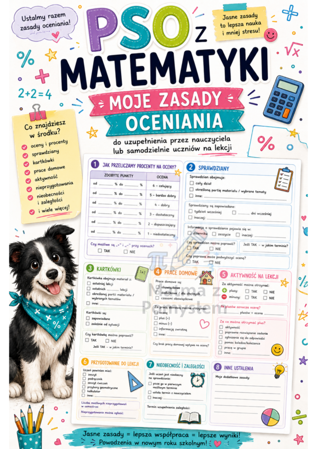 PSO z matematyki – kolorowe zasady oceniania do uzupełnienia
