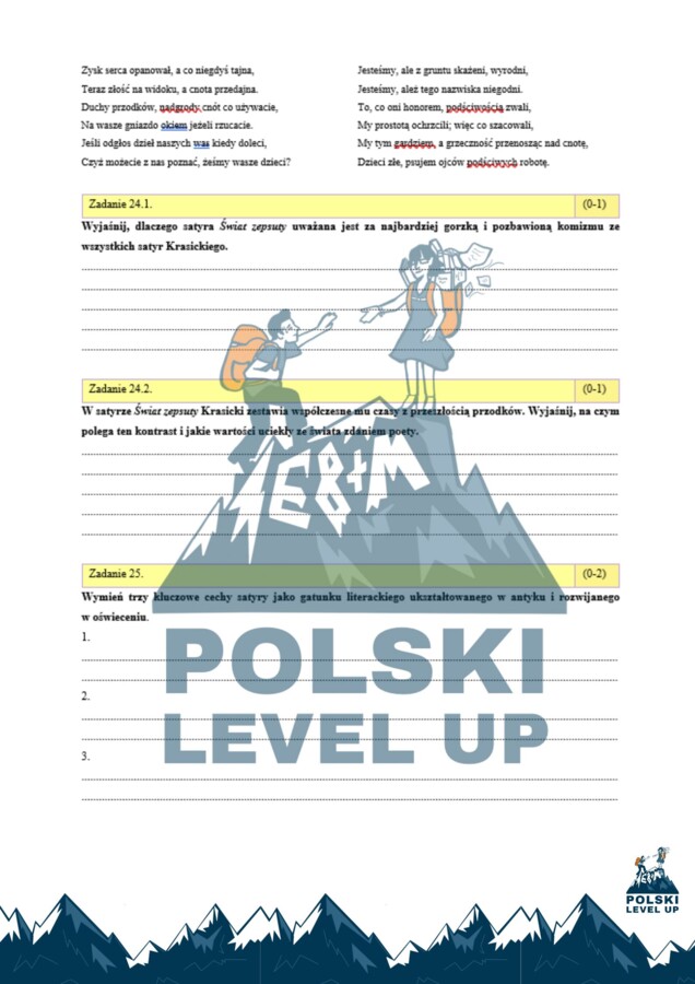 Oświecenie_test 30 zadań (+podpunkty)+ przykładowe odpowiedzi_Polski Level Up