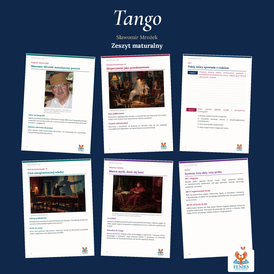 Tango — Sławomir Mrożek | Zeszyt maturzysty: szczegółowe omówienie, 120 zadań i klucz odpowiedzi
