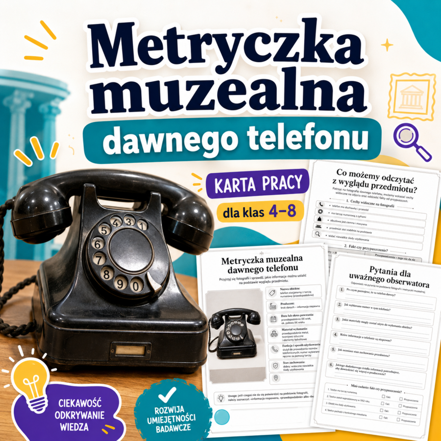 Metryczka muzealna dawnego telefonu