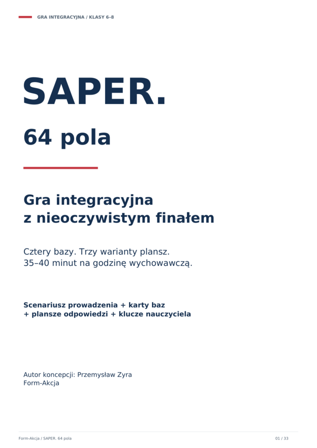 SAPER. 64 pola — gra o komunikacji i współpracy, 3 warianty