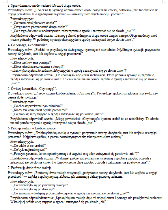 Program zajęć socjoterapeutycznych – klasy I–III. Rewalidacja.