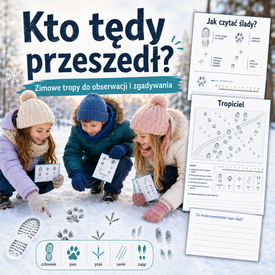 Kto tędy przeszedł? — 36 śladów na śniegu do rozpoznania