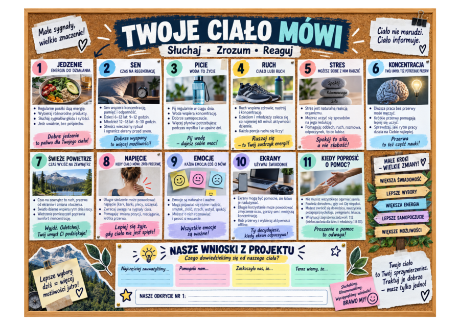 TWOJE CIAŁO MÓWI – projekt edukacyjny na edukację zdrowotną + gazetka | klasy 4–8