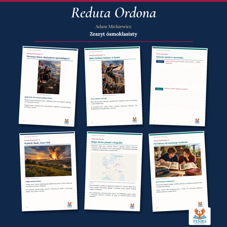 Reduta Ordona — Adam Mickiewicz | Zeszyt ósmoklasisty: szczegółowe omówienie, 164 zadania i klucz odpowiedzi