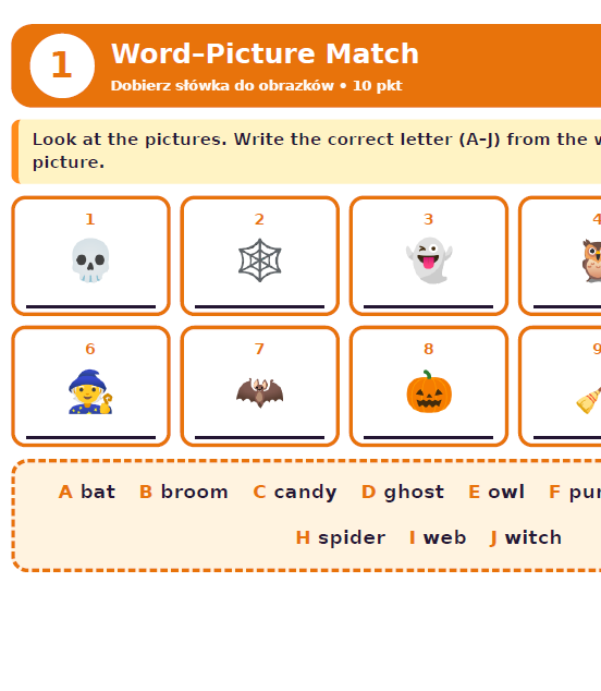 Halloween- Stacje dydaktyczne dla klas 4-6
