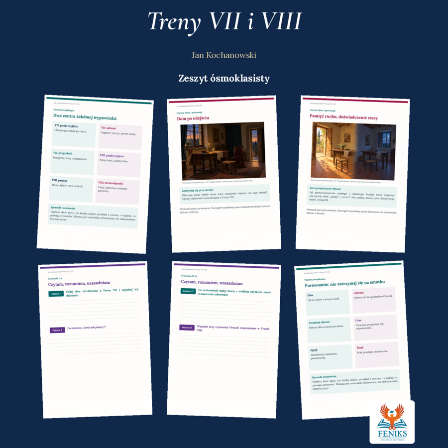 Treny VII i VIII — Jan Kochanowski | Zeszyt ósmoklasisty: szczegółowe omówienie, 46 zadań i klucz odpowiedzi