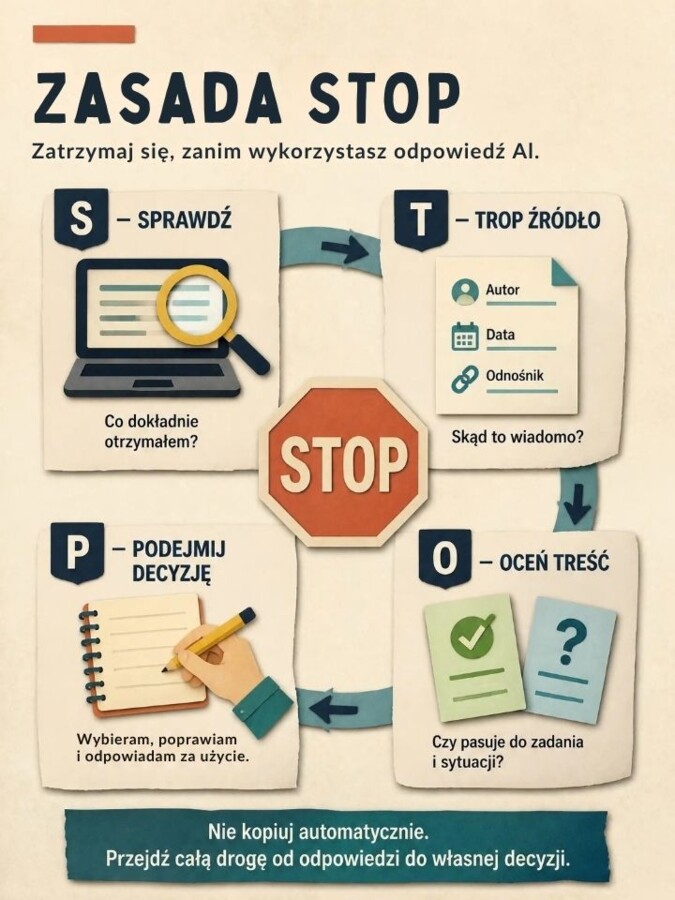 AI pomaga. Człowiek myśli – 18 plansz o sztucznej inteligencji, krytycznym myśleniu i bezpieczeństwie cyfrowym